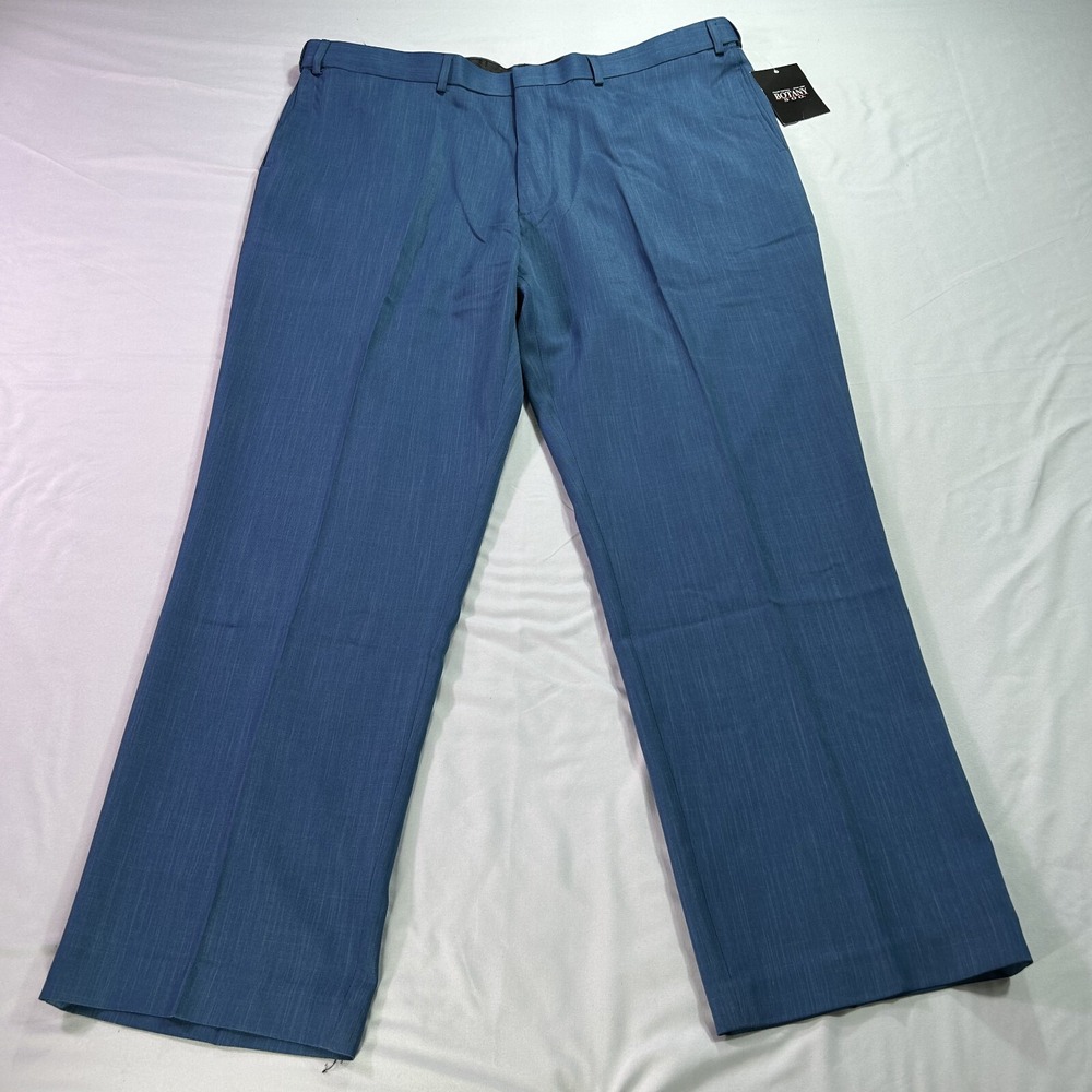 NEW Botany 500 Dress Pants Mens 42x32‎ Blue Straight Leg Trousers Flat Front